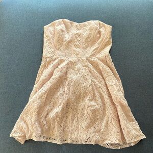 Dynamite Strapless Lace Dress. Baby pink